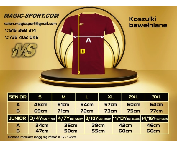 KOSZULKA BAWEŁNIANA MAGIC-SPORT BELA + NADRUK (HERB) SR